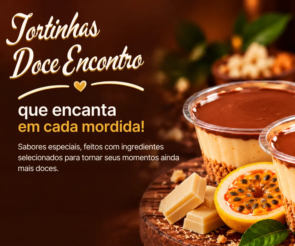 Tortinhas artesanais da Doce Encontro em potinhos