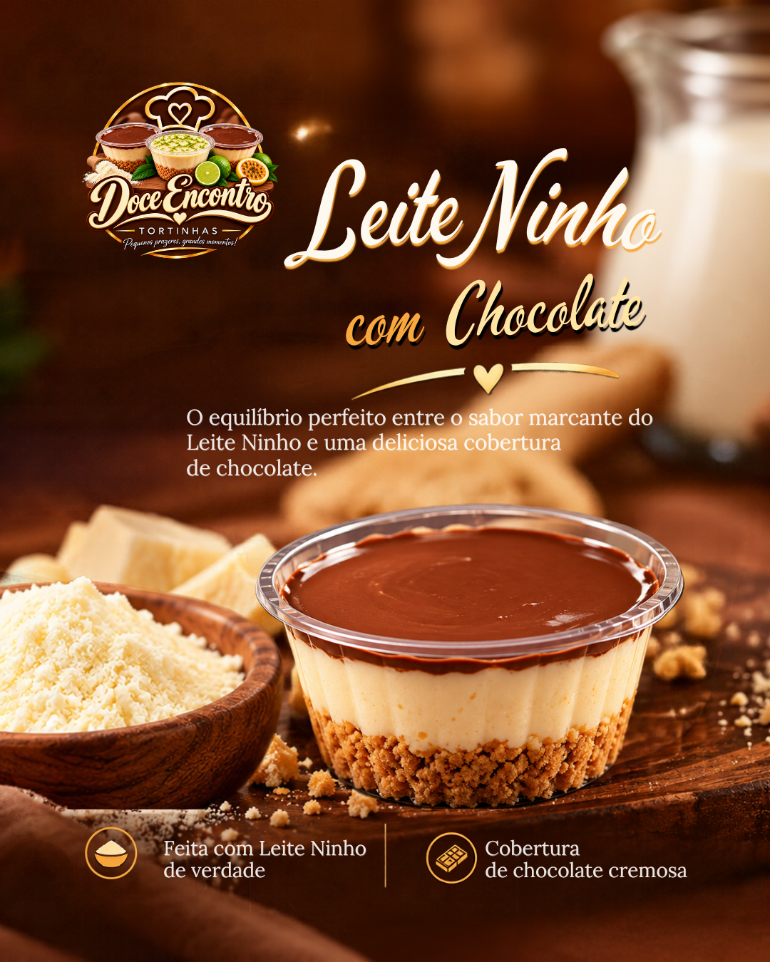 Tortinha de Leite Ninho com Chocolate - Doce Encontro